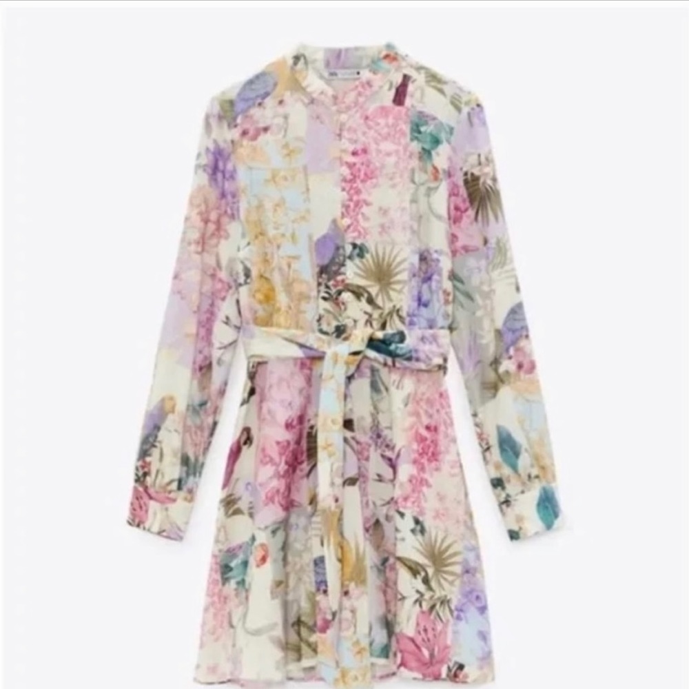 ZARA floral linen shirt dress spring 2021 SMALL (Zimmerman/blogger style)